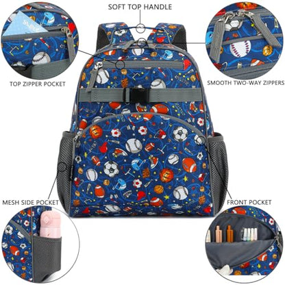FlowFly Kids Backpack for Toddler Boys Girls, Simple Lightweight Bookbag for Daycare Kindergarten Elementary School Travel, Small Modern Bag (Medium 15''), Football - color: Football, style: Kids Medium: 12l