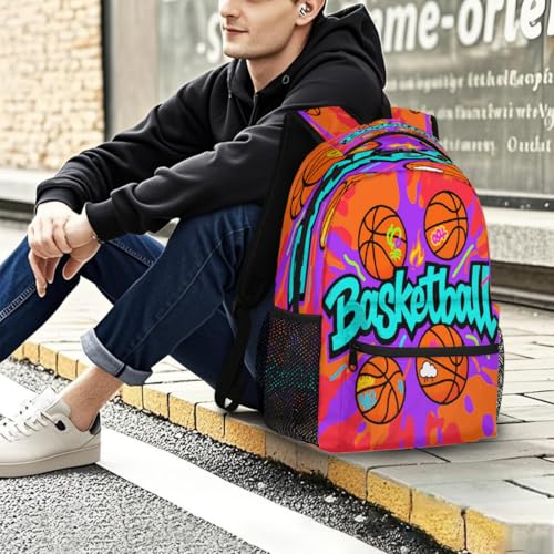 School Backpack Travel Bag for Men & Women, Basketball Lightweight Boys Girls Bookbag Daypack Fits 15.6 Inch Laptop for College Students, Middle High School, Teens