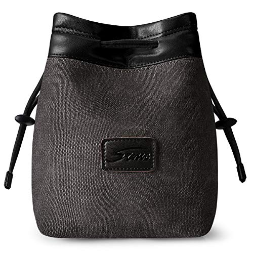 S-ZONE Soft Camera Bag DSLR Insert Handbag Drawstring Lens Case Compatible with Canon Nikon Sony - color: Dark Gray, size: Medium