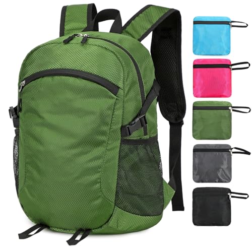 Small Hiking Backpack Travel Lightweight Hiking Packable Daypack Water-Resistant Foldable Backpacks 15L for Travel Women Men Camping (Deep Green) - color: Deep Green, size: 15L