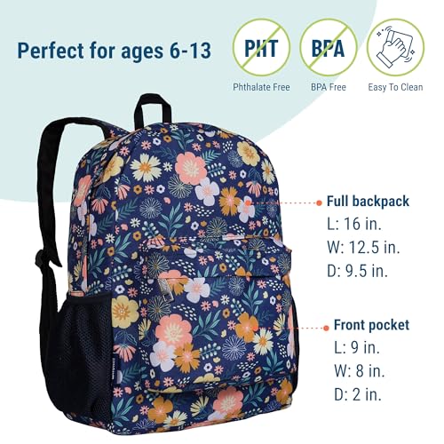 Wildkin 16-inch Kids Backpack – Durable, Padded & Spacious School Bag for Boys & Girls - Wildflower Bloom - color: Wildflower Bloom