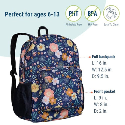 Wildkin 16-inch Kids Backpack – Durable, Padded & Spacious School Bag for Boys & Girls - Wildflower Bloom - color: Wildflower Bloom