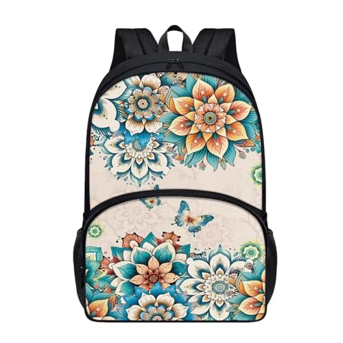 Talayituse Boho Mandala Butterfly Print Backpack for Kids Girls, Large Capacity School Backpack Bookbag Lightweight Casual Daypack with Adjustable Shoulder Strap for Travel Hiking School - color: Boho Mandala Butterfly