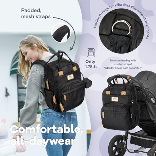 RUVALINO Diaper Bag Backpack-Multifunction Baby Travel Bag with Changing pad, Insulated Bottle Holders & Pacifier Case, Large Capacity, Waterproof, Black Leopard - color: Black Leopard