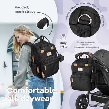 RUVALINO Diaper Bag Backpack-Multifunction Baby Travel Bag with Changing pad, Insulated Bottle Holders & Pacifier Case, Large Capacity, Waterproof, Black Leopard - color: Black Leopard