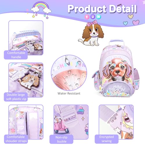 Kids Backpack for Preschool Kindergarten Elementary School,16 inch Cute Dog School Backpack for Girls 4-12 years Lightweight Kawaii - color: Happy Dog