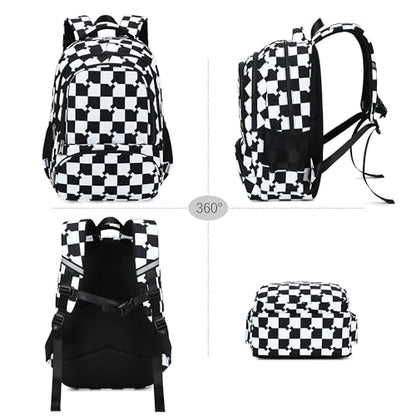 abshoo Checkered Kids School Backpack For Girls Boys Bookbag Kindergarten Elementary School Bags (Blocks Black) - color: Blocks Black