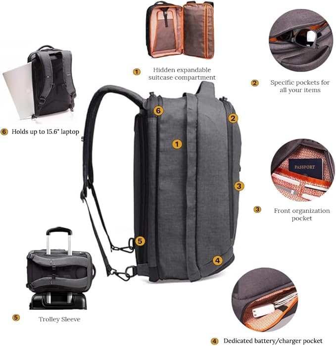 Knack Series 1 Medium Travel Backpack, 15.6-Inch Laptop, Expandable 27-39L - color: Savile Gray, size: Medium Backpack