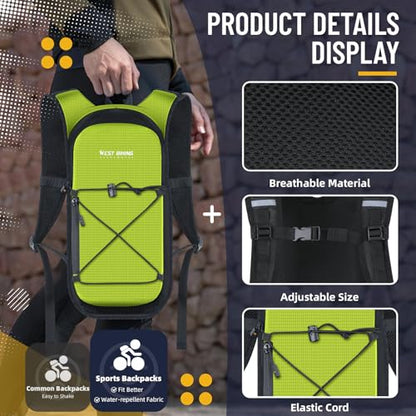 Hydration Backpack with 2L TPU Water Bladder, Lightweight Hiking Water Backpack, Running Hydration Pack for Cycling Climbing Camping Rave, Hydropack for Men Women - color: Green