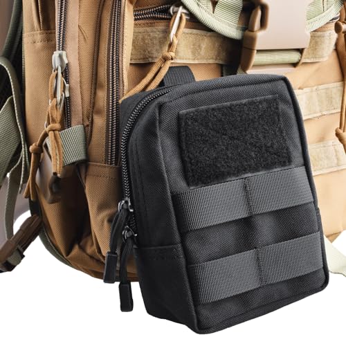 Azarxis Molle Pouches, Tactical Compact EDC Small Utility Pouch Waist Bags Sundries Storage Admin Organize Gear Gadget for Military Backpack - color: #02 Black - 5.91"x4.33" + 8.28"x4.33" - 2 Pack