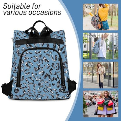 Blue Bling Print Backpack Purse for Women Anti-Theft Bag Fashion Bags Ladies Shoulder Travel Bag - color: Blue Bling Print, size: No Custom