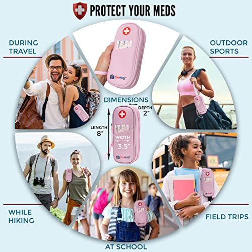 PracMedic Bags Epi Pens Carrying Case- Insulated Epipen Carry Case (Pink) | Holds 2 Epi Pens, Auvi-Q or Neffy, Inhaler & Antihistamine. Medical Case for Allergy, Asthma & Diabetes Medicines. - color: Quartz Pink