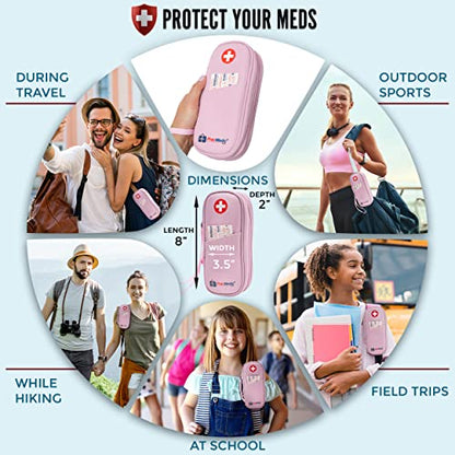 PracMedic Bags Epi Pens Carrying Case- Insulated Epipen Carry Case (Pink) | Holds 2 Epi Pens, Auvi-Q or Neffy, Inhaler & Antihistamine. Medical Case for Allergy, Asthma & Diabetes Medicines. - color: Quartz Pink