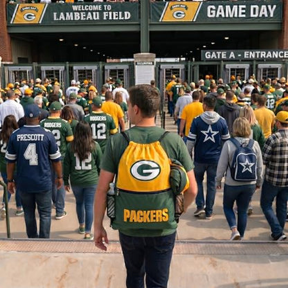 FOCO Green Bay Packers Big Logo Drawstring Backpack with Zippered Pocket Limited Edition NFL Gear for the NFC North Officially Licensed Packers Fan Gear - color: Green Bay Packers