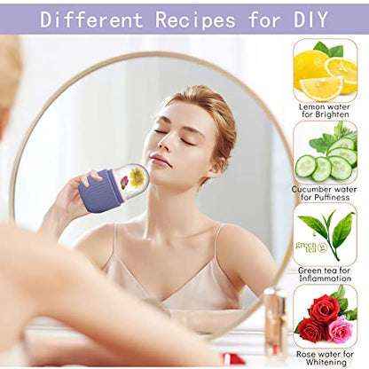 XHJRI Ice Face Roller Massager,Ice Cube Roller for Face, Eyes and Neck Naturally Conditioning and Skin Care,De-Puff Eye Bags,Reduce Migraine Pain,Reusable Massage Silicone Ice Mold (Purple) - color: Purple