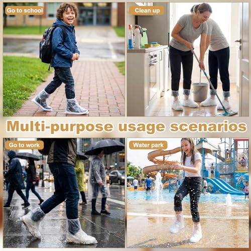 12 Pcs Waterproof Shoe Covers for Rain, Non-Slip Disposable Rain Shoe Covers, Plastic Shoe Ponchos, Thickened PE Material Boot Covers for Men and Women (Clear) - color: 12pcs(adults)-clear