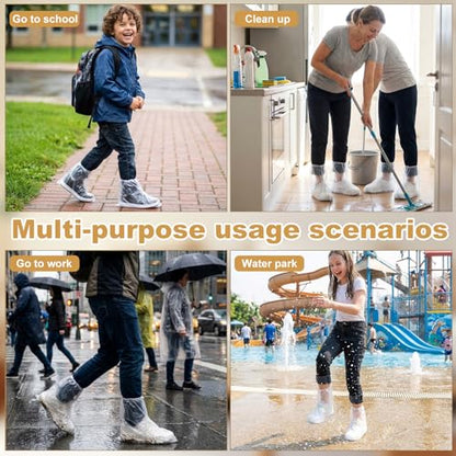 20 Pcs Waterproof Shoe Covers for Rain, Non-Slip Disposable Rain Shoe Covers, Plastic Shoe Ponchos, Thickened PE Material Boot Covers for Men and Women (Clear) - color: 20pcs(adults)-clear