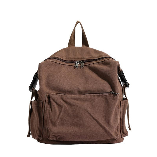 MaxxCloud Canvas Backpack-Adjustable Shoulder Straps,Unisex Mini Laptop Backpack for Work&Travel,Casual Daypack (Brown) - color: Brown