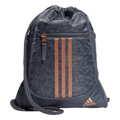 adidas Alliance Sackpack – Drawstring Backpack for Sports, Small Gym Bag, Jersey Onix Grey/Rose Gold/2, OSFA - color: Jersey Onix Grey/Rose Gold/2