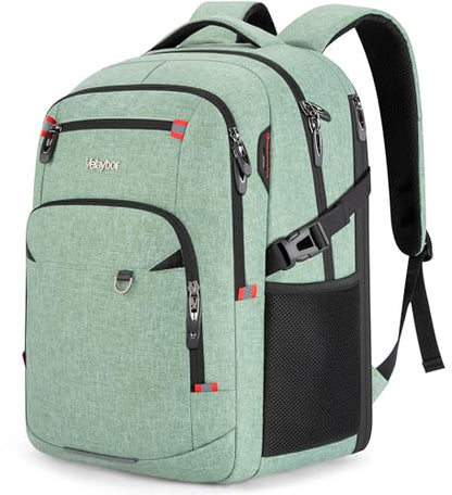 40L Expandable Laptop Backpack, Anti-thief Travel Backpack, Airline Approved Business Waterproof Carry on Luggage, Fits 15.6" Laptop for Men Women - color: Green, size: 15.6 inches