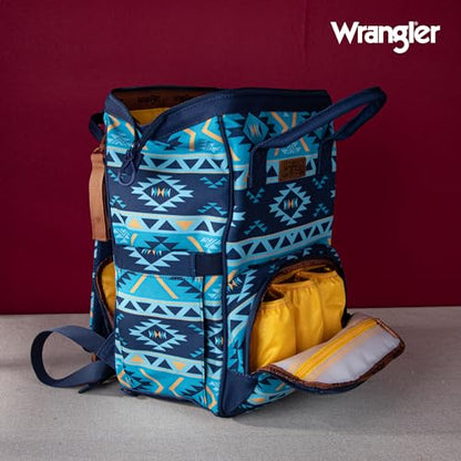 Montana West Wrangler Diaper Bag Backpack Aztec Callie Bag Travel Backpack Purses Western Multi-Function Baby Bags for Mom - color: Navy