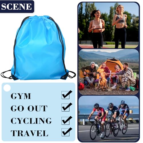 Drawstring Backpack 4PCS Bulk String Backpack Drawstring Bags Sport Gym Cinch Bag Nylon String Bag for Women Men (Sky Blue 4PCS) - color: Sky Blue 4pcs