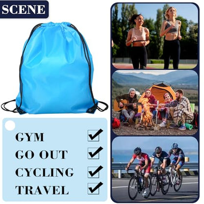 Drawstring Backpack 4PCS Bulk String Backpack Drawstring Bags Sport Gym Cinch Bag Nylon String Bag for Women Men (Sky Blue 4PCS) - color: Sky Blue 4pcs