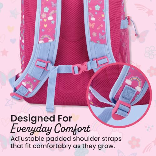 Bentgo Kids 2-in-1 Backpack & Insulated Lunch Bag - Durable 16” Backpack & Lunch Container in Unique Prints for School & Travel - Water Resistant, Padded & Large Compartments (Rainbows & Butterflies) - color: Rainbows and Butterflies