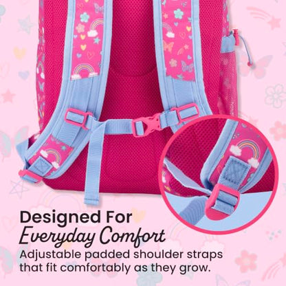Bentgo Kids 2-in-1 Backpack & Insulated Lunch Bag - Durable 16” Backpack & Lunch Container in Unique Prints for School & Travel - Water Resistant, Padded & Large Compartments (Rainbows & Butterflies) - color: Rainbows and Butterflies