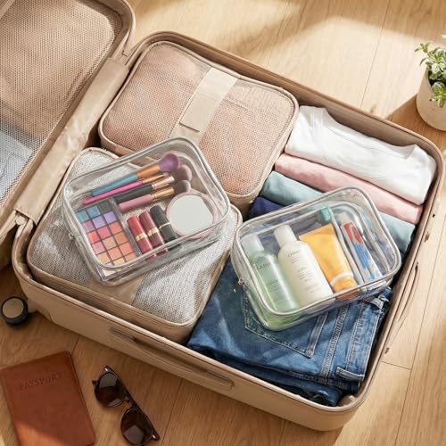 20 Packs Clear Makeup Bag, Bulk Makeup Bags Waterproof PVC Toiletry Bag with Zipper for Travel, Cosmetic Bags for Women Men, Clear Diaper Bag Organizer Pouches (White) - color: 20 white