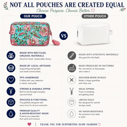 Huar Travel Makeup Bag- Large Capacity Cosmetic Bags for Women - color: Green & Pink Floral