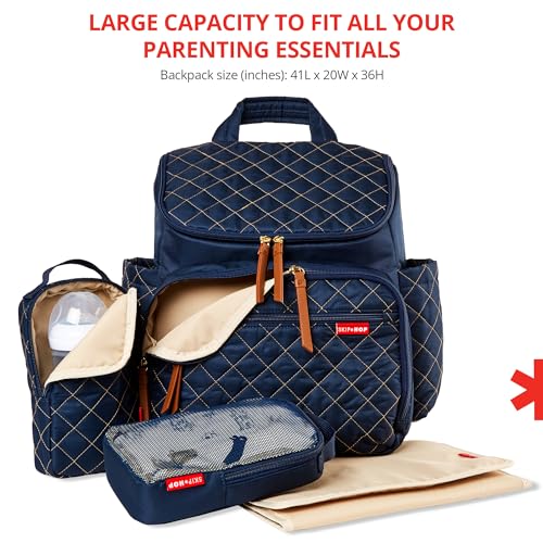 Skip Hop Diaper Bag Backpack: Forma, Multi-Function Baby Travel Bag with Changing Pad & Stroller Attachment, Navy - color: Navy