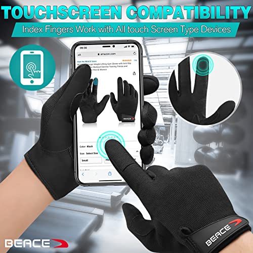 BEACE Full Finger Weight Lifting Gym Gloves with Anti-Slip Leather Palm for Workout Exercise Training Fitness and Bodybuilding for Men & Women - size: X-Large