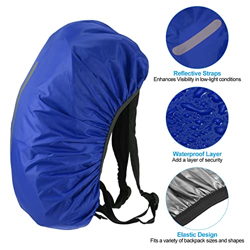 PATIKIL Waterproof Backpack Rain Cover, Non-Slip Backpack Cover with Vertical Reflective Strap Stay Dry for Hiking, Camping, Hunting - color: Navy Blue, size: Medium