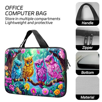 14 15 15.4 15.6 inch Laptop Handle Bag Computer Bag, Pouch Holder Notebook Sleeve Cover Soft Case Compatible for Dell,Lenovo,Toshiba HP, Asus Notebook-Four Owls - color: Four owls