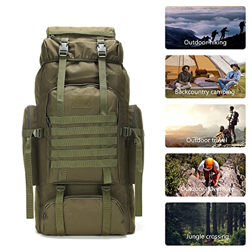 King'sGuard 70L Camping Hiking Backpack for Men Women Large Military Tactical Backpack Molle Rucksack Backpack for Outdoor - color: Army Green