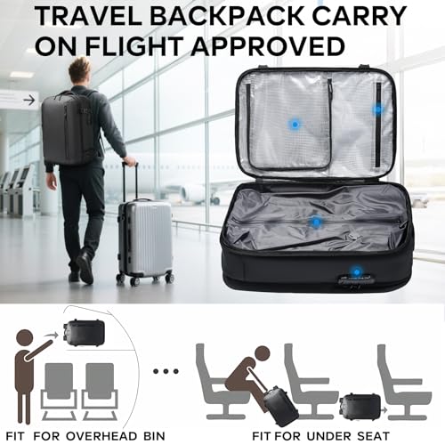 BANGE Vacuum-Seal Travel Backpack with Pump and Vacpack Compression System, Water Resistant Large Carry-On Backpack with Laptop Compartment and TSA Lock - Flight Approved, Black (With Air Pump) - style: With Vacuum & Pump