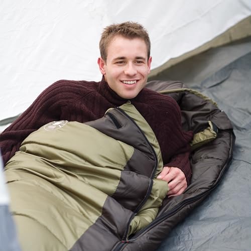 Coleman North Rim 0°F Sleeping Bag, Cold-Weather Mummy Sleep Sack with No-Snag Zipper & Adjustable Hood for Warmth & Ventilation, Camping Sleeping Bag - style: Pfas-free