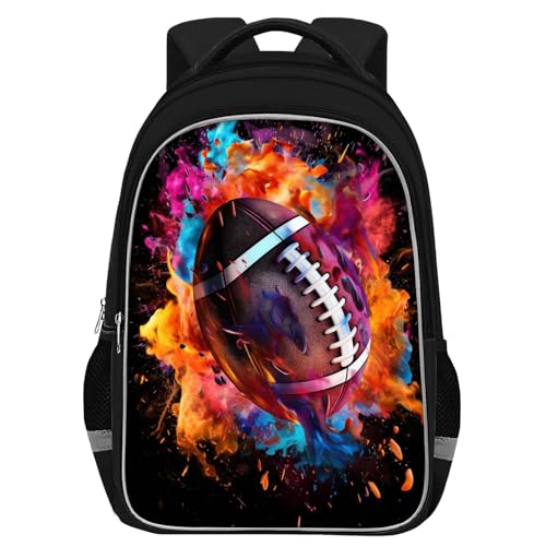 TILYTADLY School Backpack for Boys - American Football Boys Backpack for Kids Children Teens Elementary Middle School - Students Bag for Ages 6-18,17″Bookbag Multifunctional Large Capacity - color: American Football-05-backpack Only