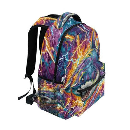 susiyo Colorful Lightnbing Shark School Backpack Bookbag Lightweight College Back Pack Travel Camping Casual Daypack for Teens Girls Boys Women Men - color: Colorful Lightnbing Shark