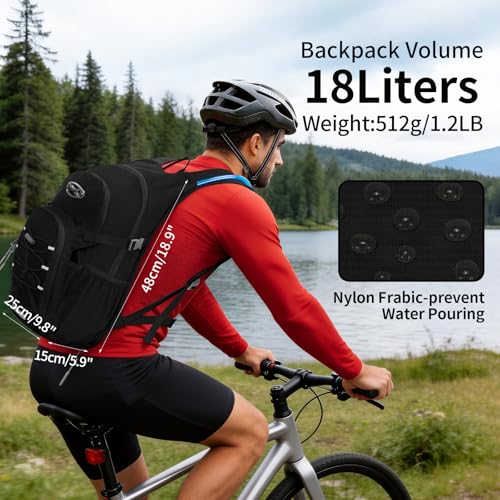 KABAQOO Hydration Backpack, 18L Multipurpose Hiking Backpack with 3L Water Bladder, Water Backpack Insulated Hydration Pack Ideal for Hiking and Cycling - color: Black