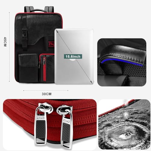 ZINZ Laptop Backpack 15 15.6 16 Inch, Expandable Computer Rucksack with Multi-Pockets Anti-Theft Travel Daypack for Men and Women,Black&Red - color: B01rd01
