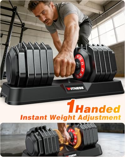 XDDIAS Adjustable Dumbbells Set of 2 for Strength Training, One-Hand Quick Adjust, 25/55/80/90 lbs Options, Anti-Slip Grip Handle, Compact Home Gym Weights for Men Women - color: Plus 10-Level 90LB Pair