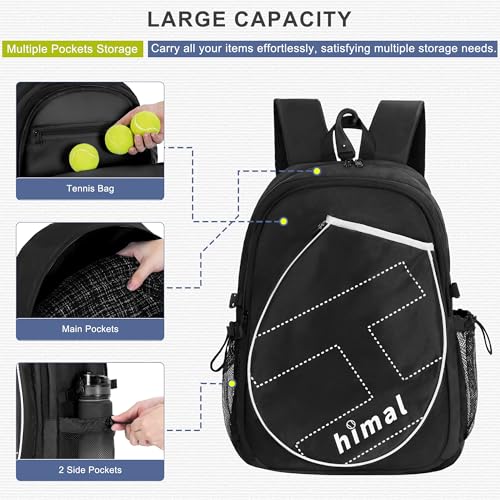 uniHimal Tennis Bag Tennis Backpack for Men Women, Large Capacity Holds 2 Rackets with Ventilated Shoe Compartment and Insulated Pocket