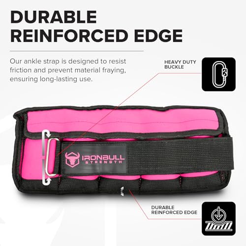 Adjustable Ankle Weights (10lbs/Pair) - Weighted Ankle Weight for Walking, Gym and Exercise - 2, 4, 6, 8, 10 LB Leg Weight Set with Straps for Women and Men - 1-5 lbs Each Ankle Adjustable for Weight Lifting - color: Neon Pink