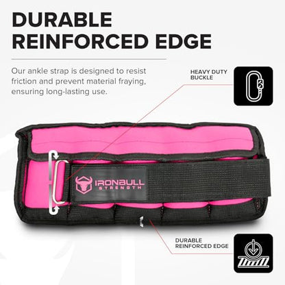 Adjustable Ankle Weights (10lbs/Pair) - Weighted Ankle Weight for Walking, Gym and Exercise - 2, 4, 6, 8, 10 LB Leg Weight Set with Straps for Women and Men - 1-5 lbs Each Ankle Adjustable for Weight Lifting - color: Neon Pink