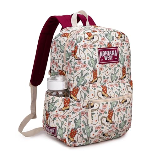 Montana West Backpack for Women Men 2 PCS Lightweight College Bookbags Casual Daypack Backpacks for Commute & Travel - color: Western Khaki