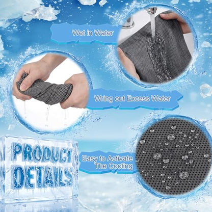 Honoson 20 Pcs12x25 Inch Cooling Hoodie Towel Bulk for Neck and Face 40x12 Inch Quick Dry Sweat Towels Instant Ice Cold Towel for Hot Weather Run Yoga Gym(Dark Gray) - color: Dark Gray