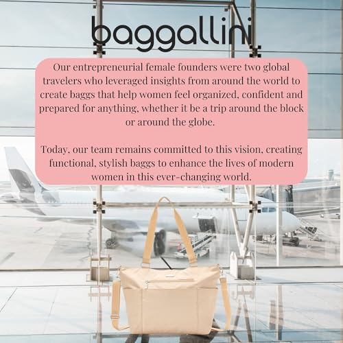 Baggallini Essential Laptop Tote - Work Tote Bag with Laptop Sleeve - Lightweight Travel Crossbody Shoulder Bag for Women - color: Light Khaki