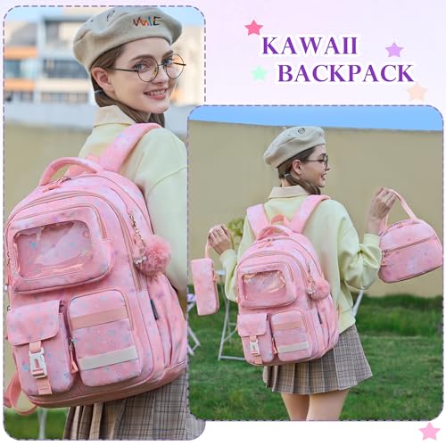 AO ALI VICTORY Backpack for Girls Kids School Bags for Kindergarten Elementary Schoolbag Students Backpacks Cute 15.6 inch Laptop Bookbag Teens Girl Back Pack Travel Daypack, Pink - color: Pink